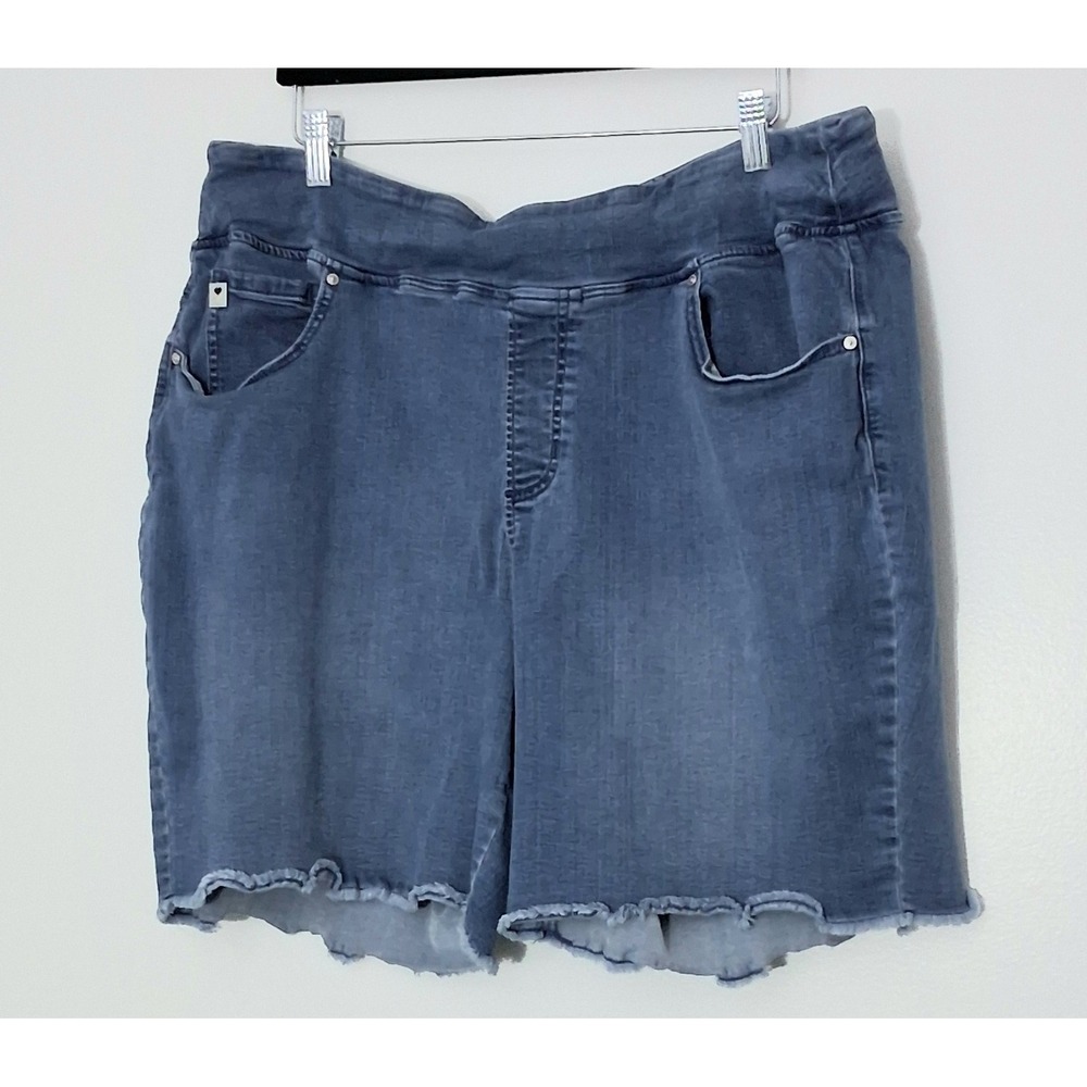 Belle By Kim Gravel Shorts Size 22W Tripleluxe Raw Hem Pull-On Pockets Preowned